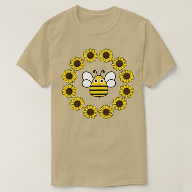 Camiseta abeja en un girasol 35 (Diseño del anverso)