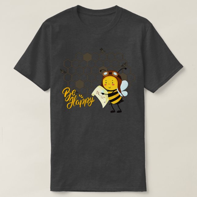Camiseta Abeja En Una Cita Feliz De Girasol 2 (Diseño del anverso)