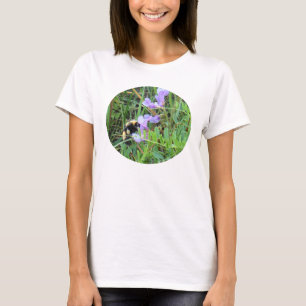 Camiseta Abeja F32w en flores silvestres moradas