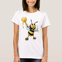 Abeja feliz con una sopa de miel