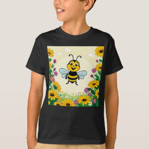 Camiseta Abeja Feliz En Flores Coloridas