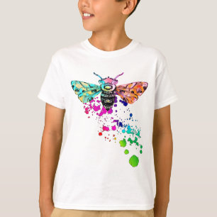 Camiseta Abeja hermosa del arco iris de la acuarela