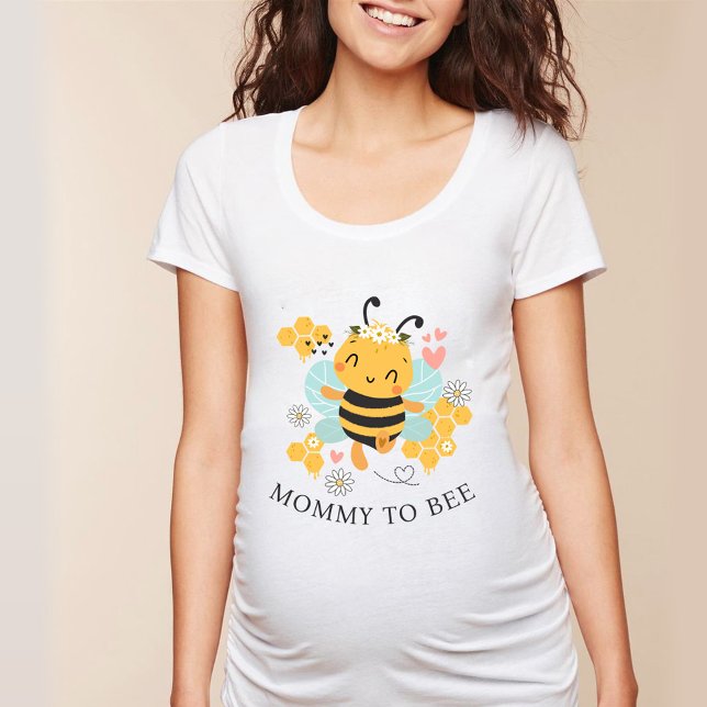 Camiseta Abeja linda Mamá para estar embarazada revelar la  (Cute bee Mommy to be pregnancy reveal baby shower T-Shirt)