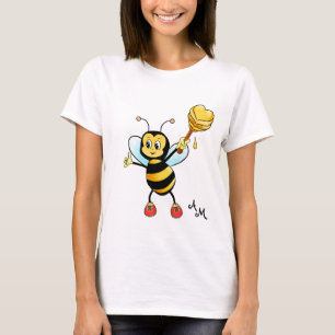 Camiseta Abeja Melera Adorable con Corazón y Monograma