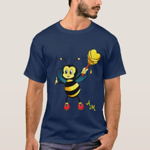 Camiseta Abeja Melífera Adorable con Corazón y Monograma