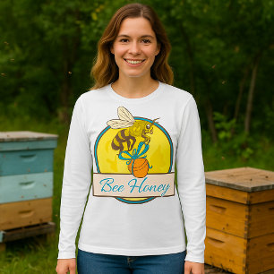 Camiseta Abeja Miel Amarillo Insecto Mujeres De Larga Manga