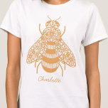 Camiseta Abeja personalizada<br><div class="desc">Una abeja dorada floral para los amantes de la naturaleza y los polinizadores. Arte original de Nic Squirrell. Cambie el nombre o el texto a personalizar.</div>