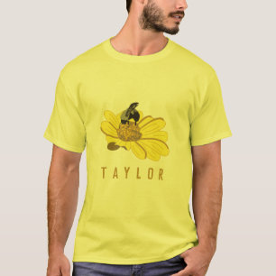 Camiseta Abeja personalizada en un Ilustracion de flores am