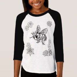 Camiseta Abeja reina con flores Alas traseras de Sonja A.S.
