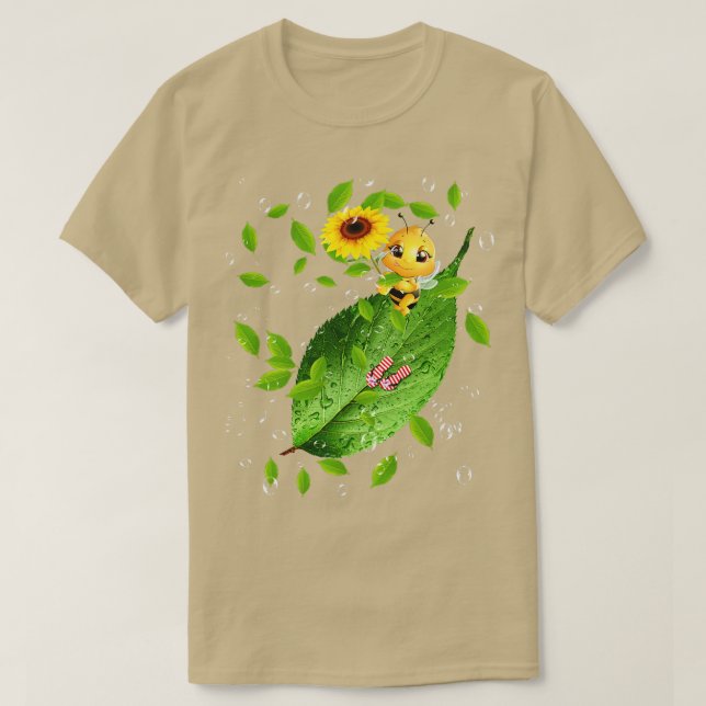 Camiseta abeja sobre abeja girasol en girasol (Diseño del anverso)