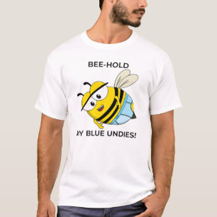 Camiseta Abeja sostén mis bragas azules divertido dibujo de