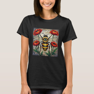 Camiseta Abeja Vidriera Roja Flor de Amapola Arte de Insect