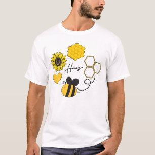 Camiseta abeja vintage girasol amarillo floral
