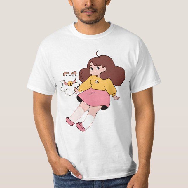 Camiseta abeja y cardamon puppycat Feliz (Anverso)