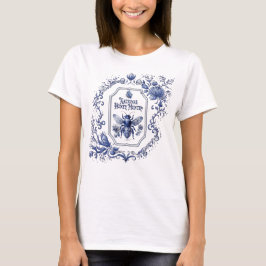 Camiseta Abeja y flores de miel azul Delft