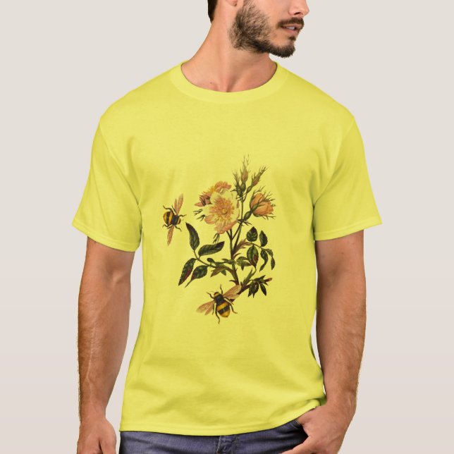 CAMISETA ABEJA Y ROSAS SALVAJES, APICULTOR DE LA MIEL (Anverso)
