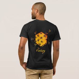 Camiseta Abejas con arte de dibujo de hexágono amarillo nar