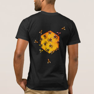 Camiseta Abejas con arte de dibujo de hexágono amarillo nar