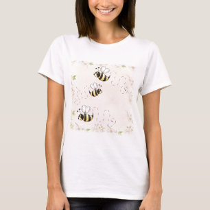 Camiseta Abejas de campo y rosas rosas