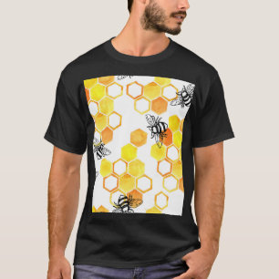 Camiseta Abejas de miel: Patrón de acuarela amarillo