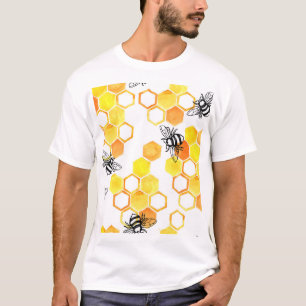 Camiseta Abejas de miel: Patrón de acuarela amarillo