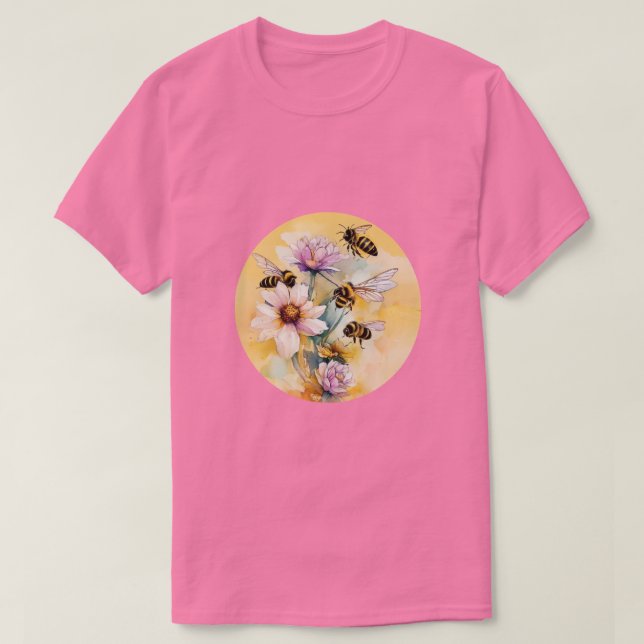 Camiseta Abejas Y Flores (Diseño del anverso)