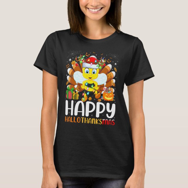 Camiseta Abejorro Halloween Navidad Feliz Hallothanksm (Anverso)