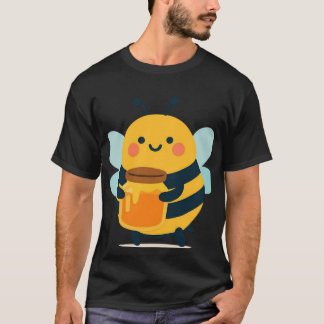 Camiseta Abejorro Lindo Sosteniendo Tarro de Miel