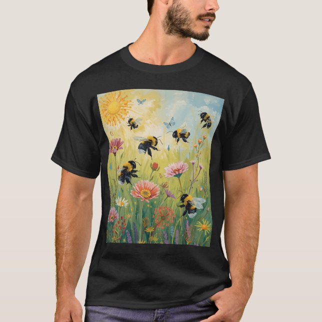 Camiseta Abejorros en Flores (Anverso)