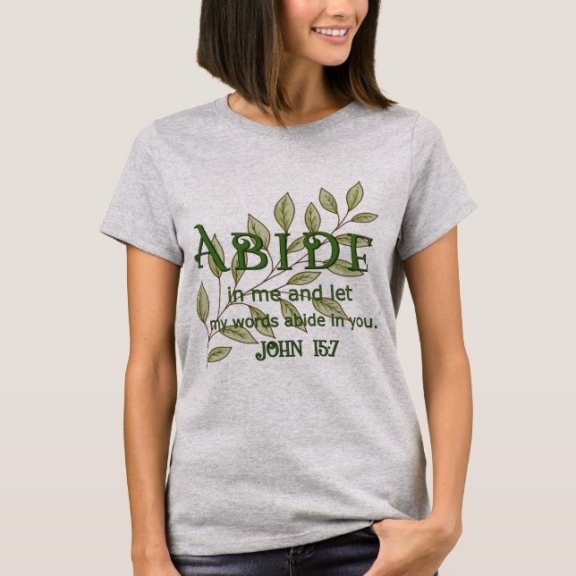Camiseta Abide en mí mujeres cristianas  (Anverso)