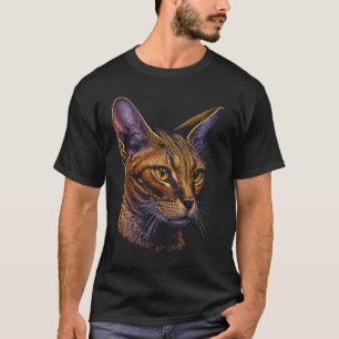 Camiseta Abisinio Gráfico colorido Gato Papá Mamá Hombres