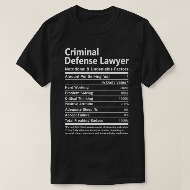 Camiseta Abogado de Defensa Penal Nutricional e Innegable (Diseño del anverso)