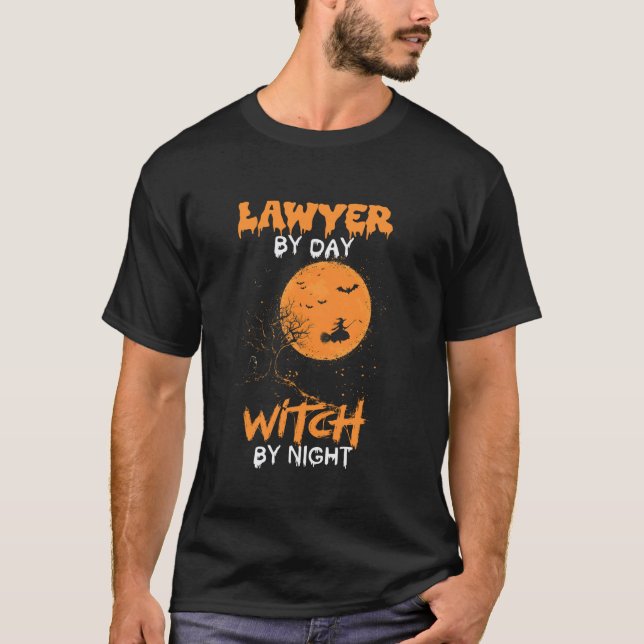 Camiseta Abogado Por Día Bruja Por Noche Funny Abogados Hal (Anverso)