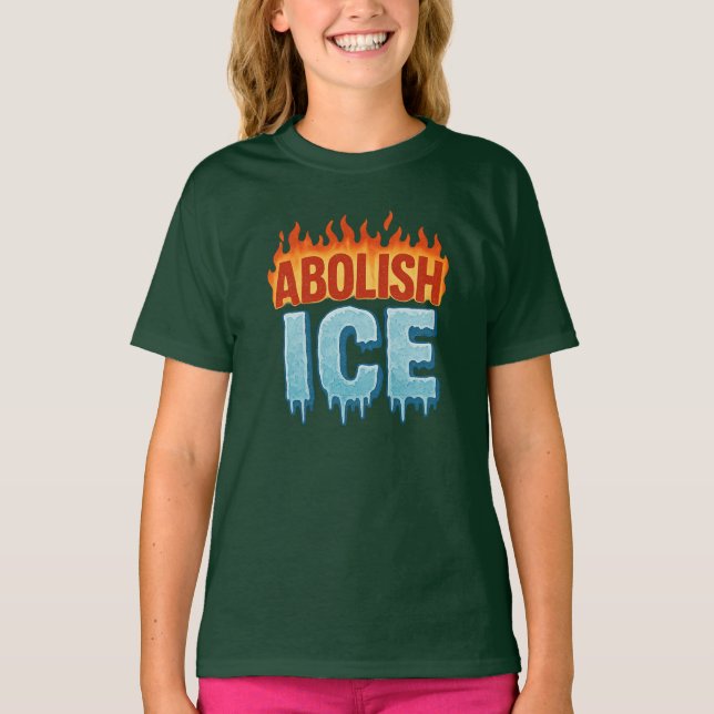 Camiseta Abolir ICE – Protesta Fuego vs Hielo (Anverso)