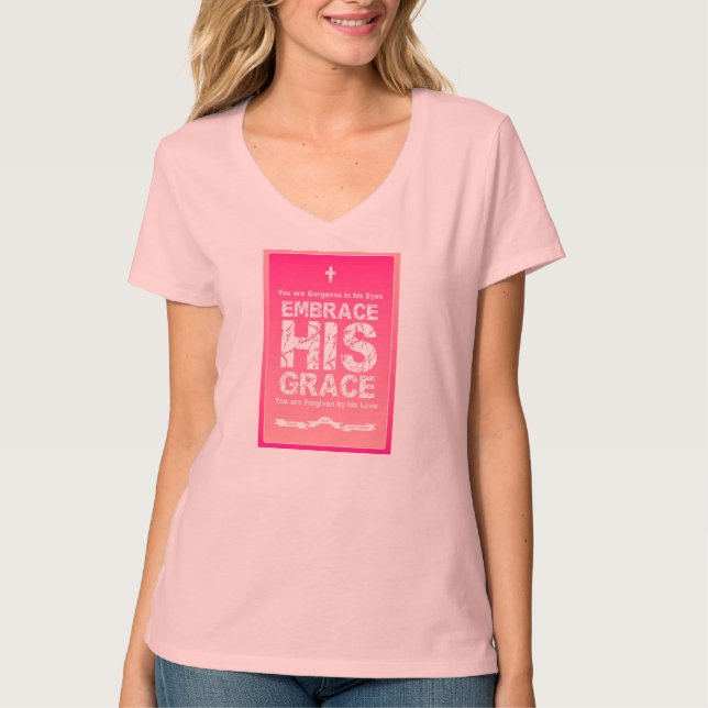 Camiseta "Abrace cuello en v rosado de las señoras de SU (Anverso)