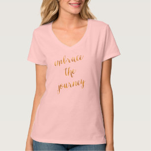 Camiseta Abrace valor del Relieve metalizado del oro de la
