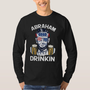 Camiseta Abraham Drinkin Lincoln Retro 4 De Julio Bandera E