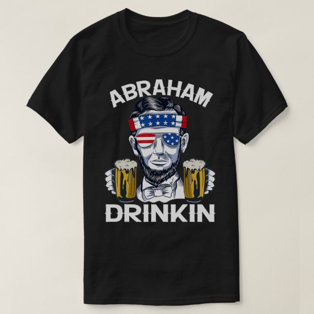 Camiseta Abraham Drinkin Lincoln Retro 4th of July USA Flag (Diseño del anverso)