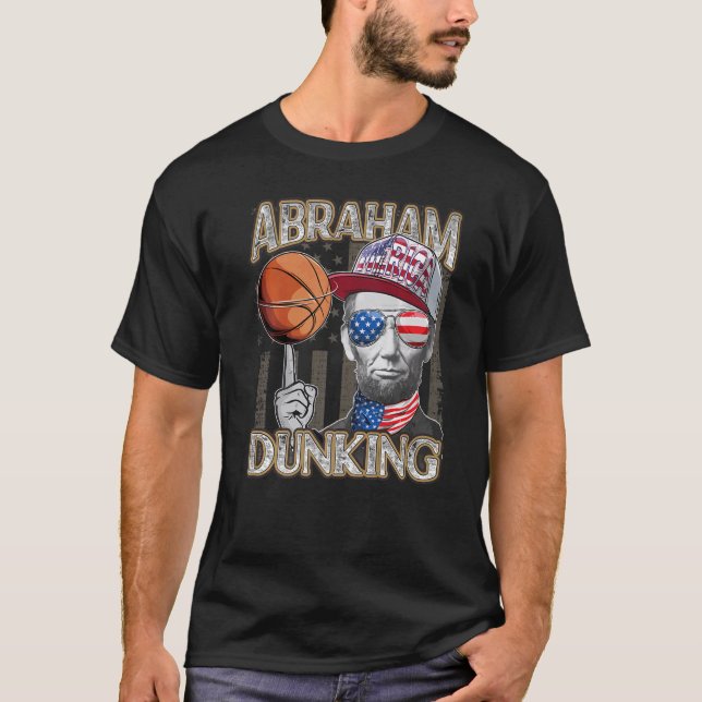 Camiseta Abraham Dunking Abe Lincoln Basketball Patriótico  (Anverso)