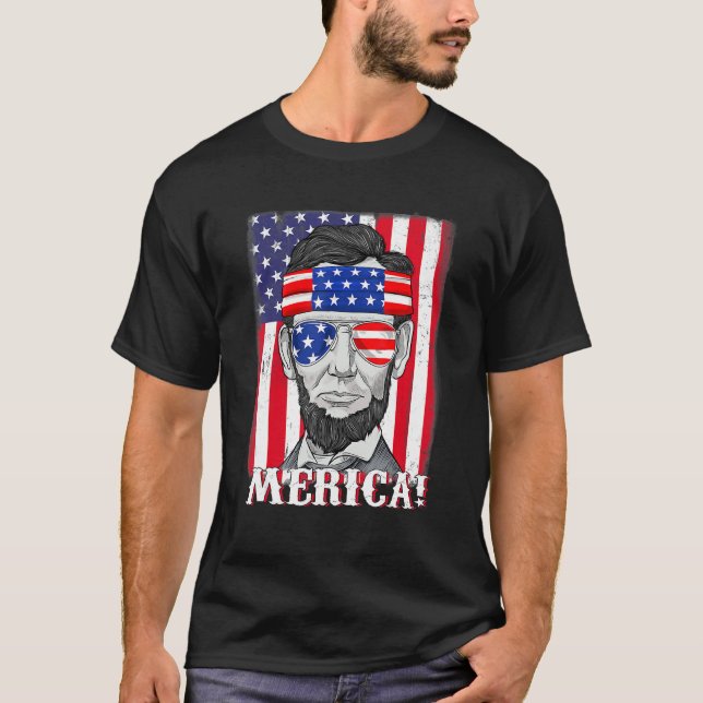 Camiseta Abraham Lincoln 4 De Julio Bandera Americana B (Anverso)