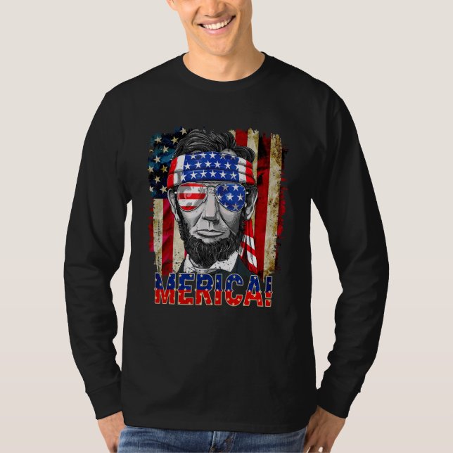 Camiseta Abraham Lincoln 4 De Julio Bandera Americana M (Anverso)