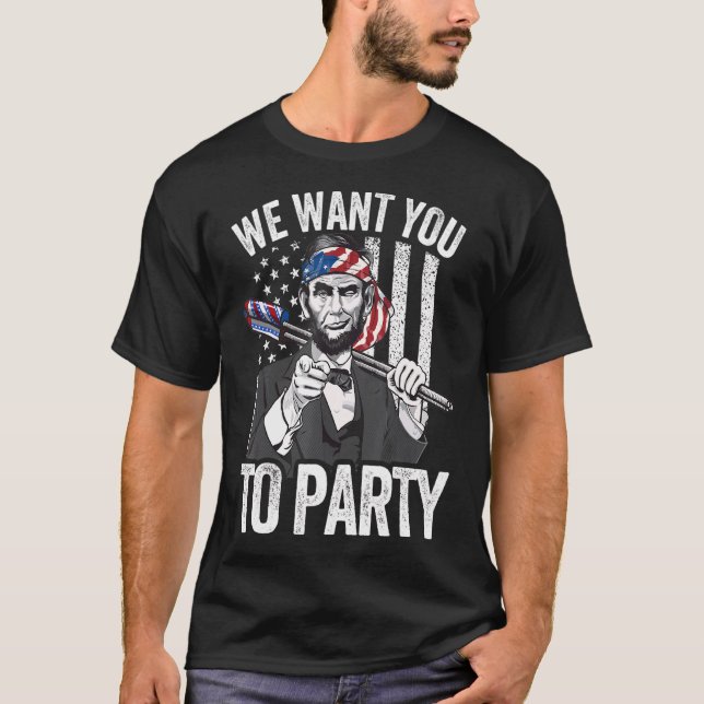 Camiseta Abraham Lincoln 4 De Julio Hombres Bandera Estadou (Anverso)
