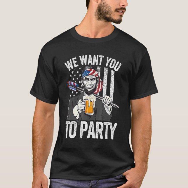 Camiseta Abraham Lincoln 4 De Julio Hombres Mujeres Estadou (Anverso)