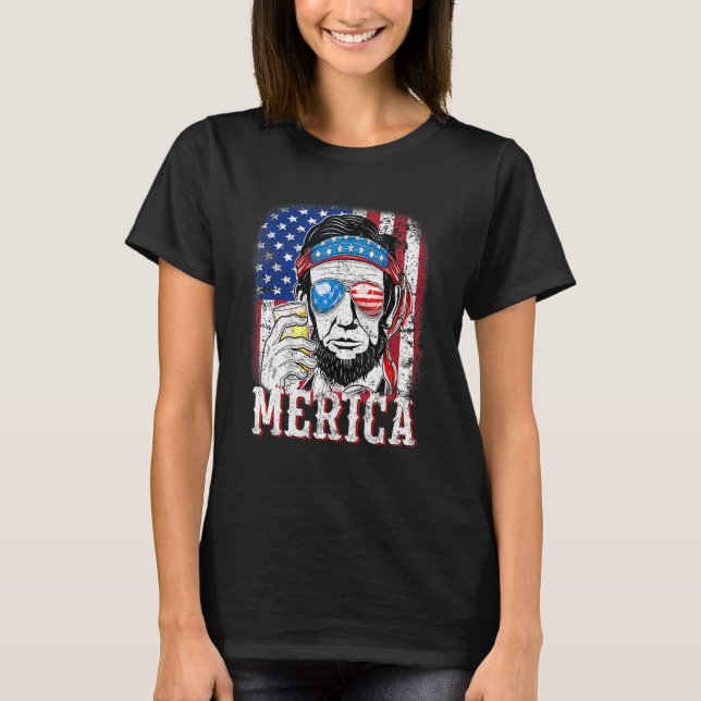 Camiseta Abraham Lincoln 4 De Julio Merica Hombres Mujeres  (Anverso)