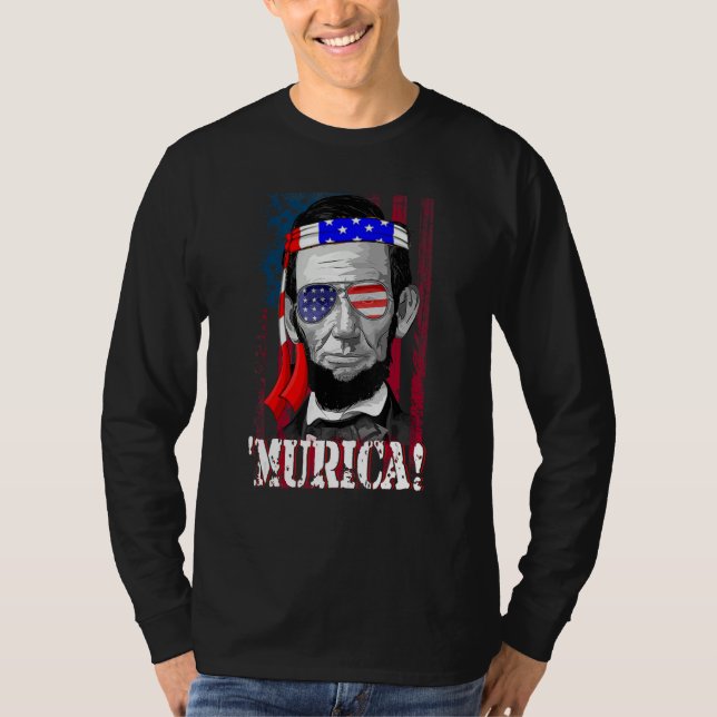 Camiseta Abraham Lincoln 4th Of July Men Women American Fla (Anverso)