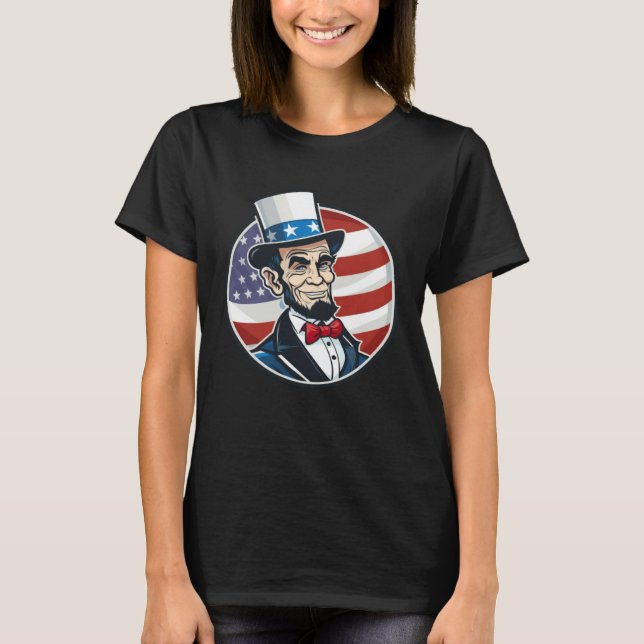 Camiseta Abraham Lincoln 4th Of July US Flag Patriot (Anverso)