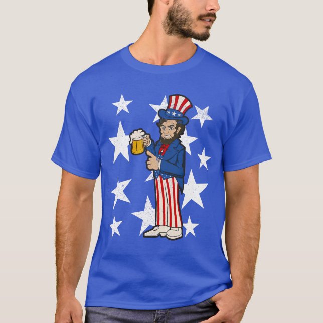 Camiseta Abraham Lincoln bebiendo una cerveza Graciosa 4 de (Anverso)