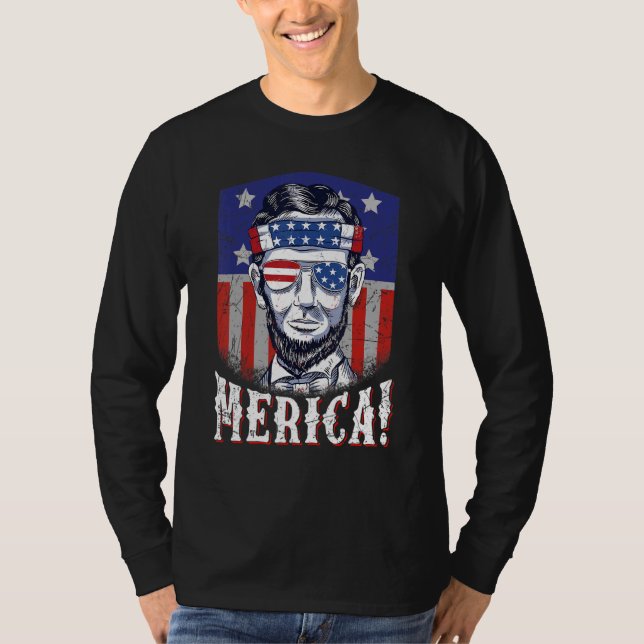 Camiseta Abraham Lincoln Merica 4 De Julio Bandera American (Anverso)