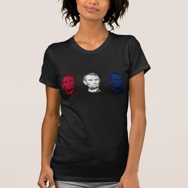 Camiseta Abraham Lincoln rojo, blanco, y azul (Anverso)