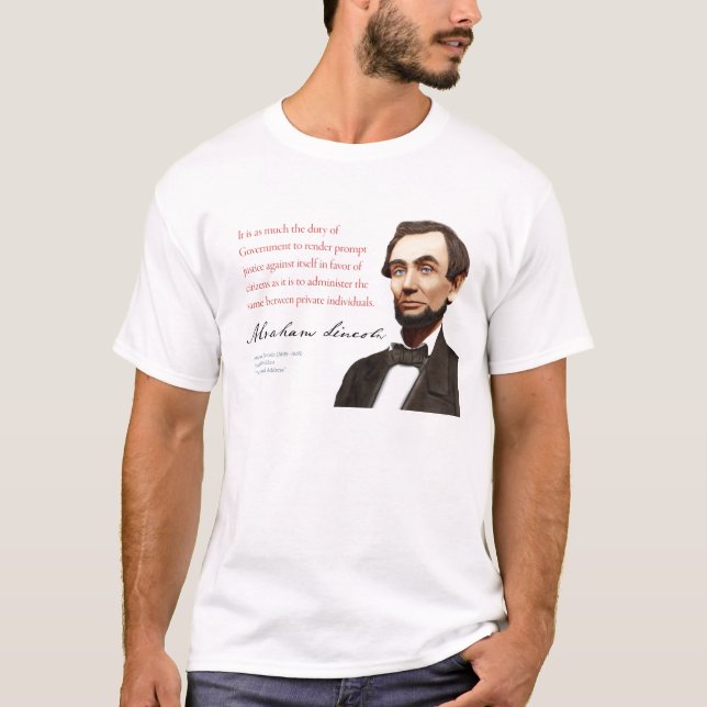 Camiseta Abraham Lincoln Shirt #12 "Pronta justicia" (Anverso)